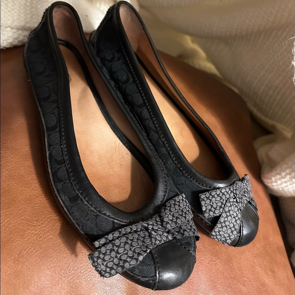 Coach Signature C Black Ballerina Flats Sz 7B
